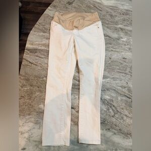 LOFT Petite Maternity Pants 00P Blush Skinny Over Belly Stretch Cropped